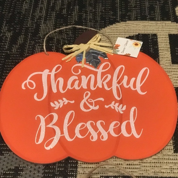 Set of 4 Pumpkin Themed Fall Hanging Wall Decor (Bin 66) - Picture 4 of 10